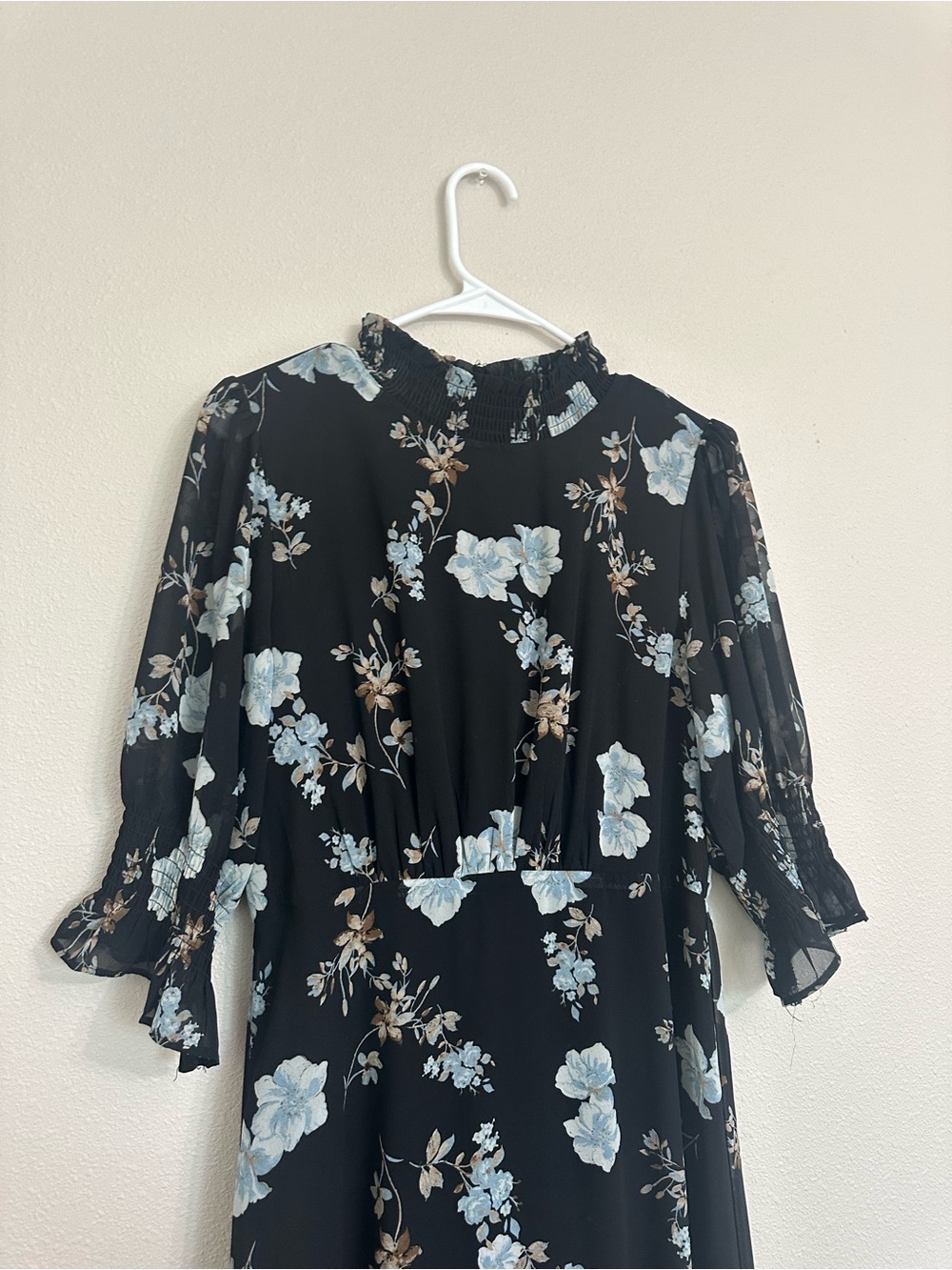 Baltic Born Black Maxi Dress with Pale Blue Floral Print - Picture 2 of 5